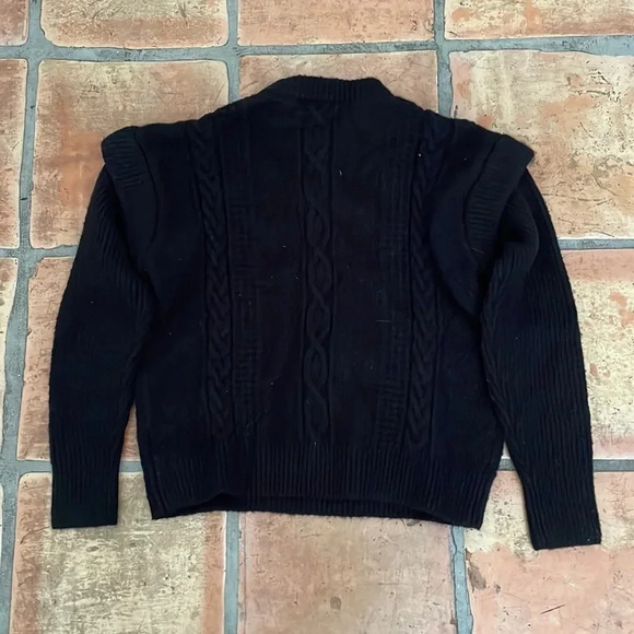 New ✨ ELAN Cable Knit Exaggerated Drop Shoulder Sweater Black Size XS MSRP$89 - Picture 8 of 8